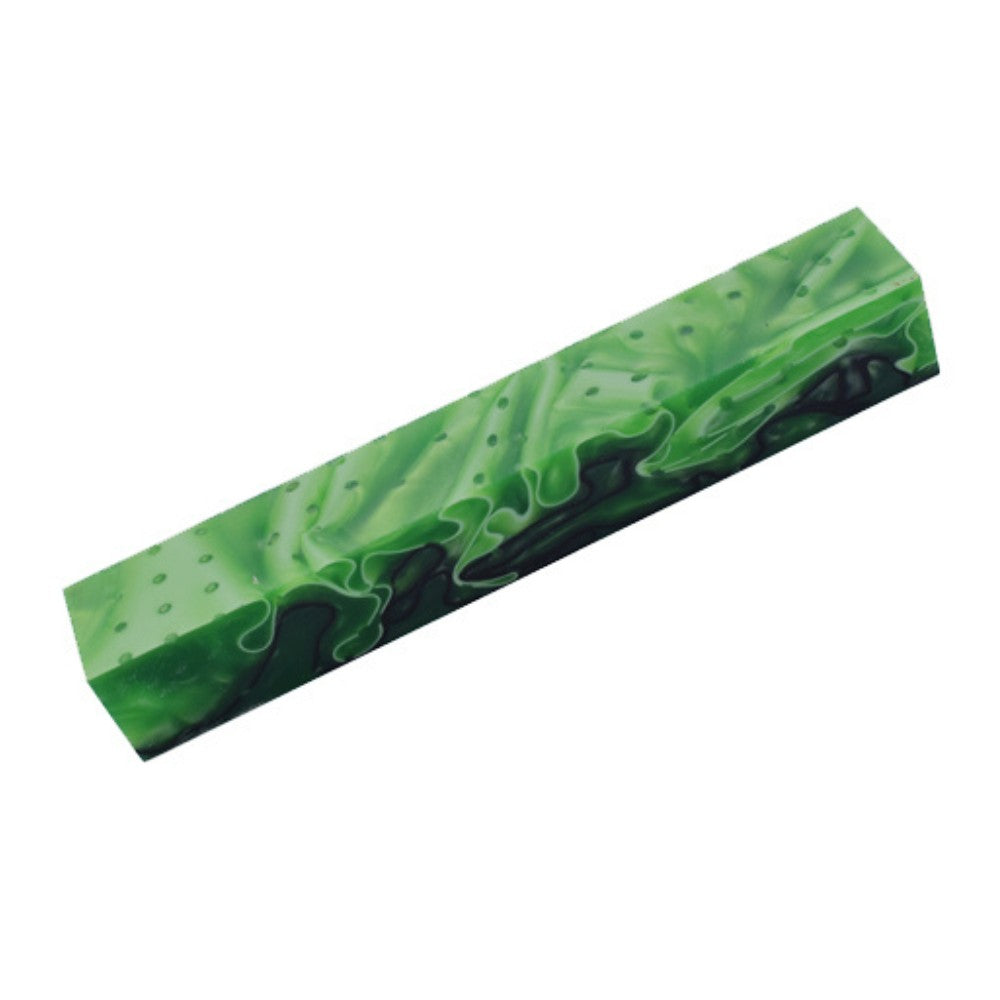 Pen blank - Acryl - 130x20x20 mm - Grünes Lotusblatt mit Kristalltropfen - Pfeifenecke